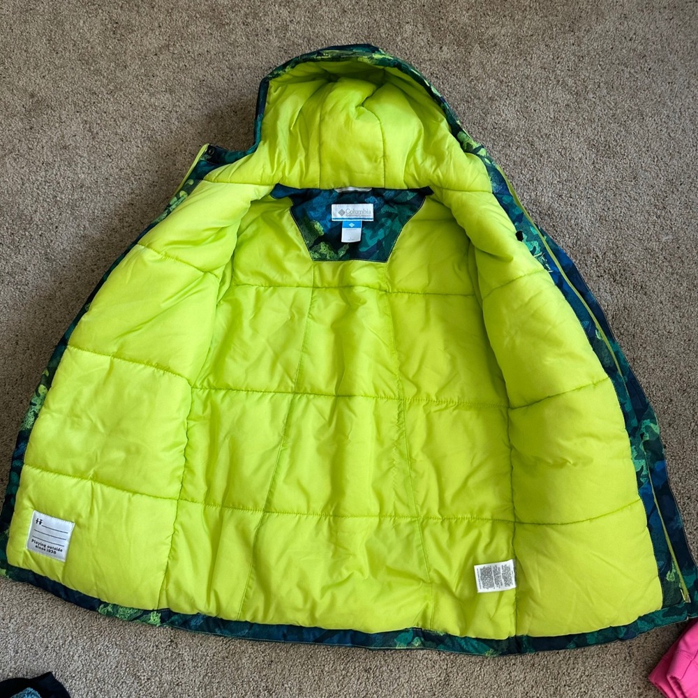Columbia‎ Winter Jacket Hooded Puffer Coat Camo Green Blue L - Picture 3 of 9